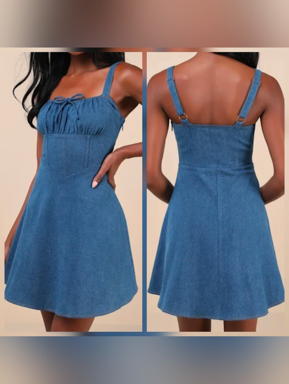 Lulus Considered Charisma Blue Chambray Bustier Mini Dress, Size Small, NWT